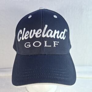 Cleveland Golf Black Adjustable Strapback Hat White Script Letters